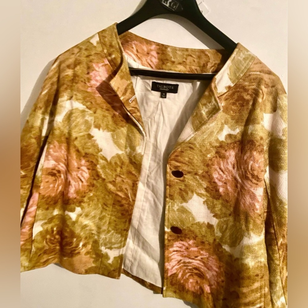 Talbots Pink and Gold Textured Skirt Set